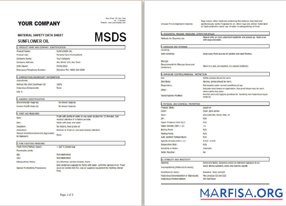 Blank your company material safety data sheet (MSDS) template in Word and PDF format, 3 pages